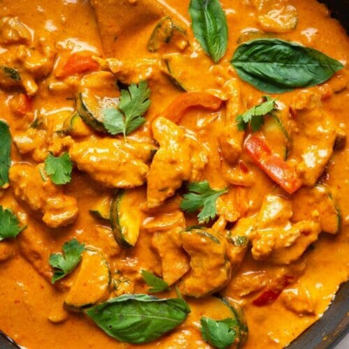 A Symphony Of Colors And Flavors: Thai Red Curry Chicken And Vegetable. 1